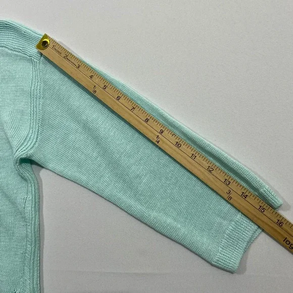 Talbots Sweater 100% Linen Boat Neck 3/4 Sleeve Mint Green Womens Size LP - Picture 7 of 9